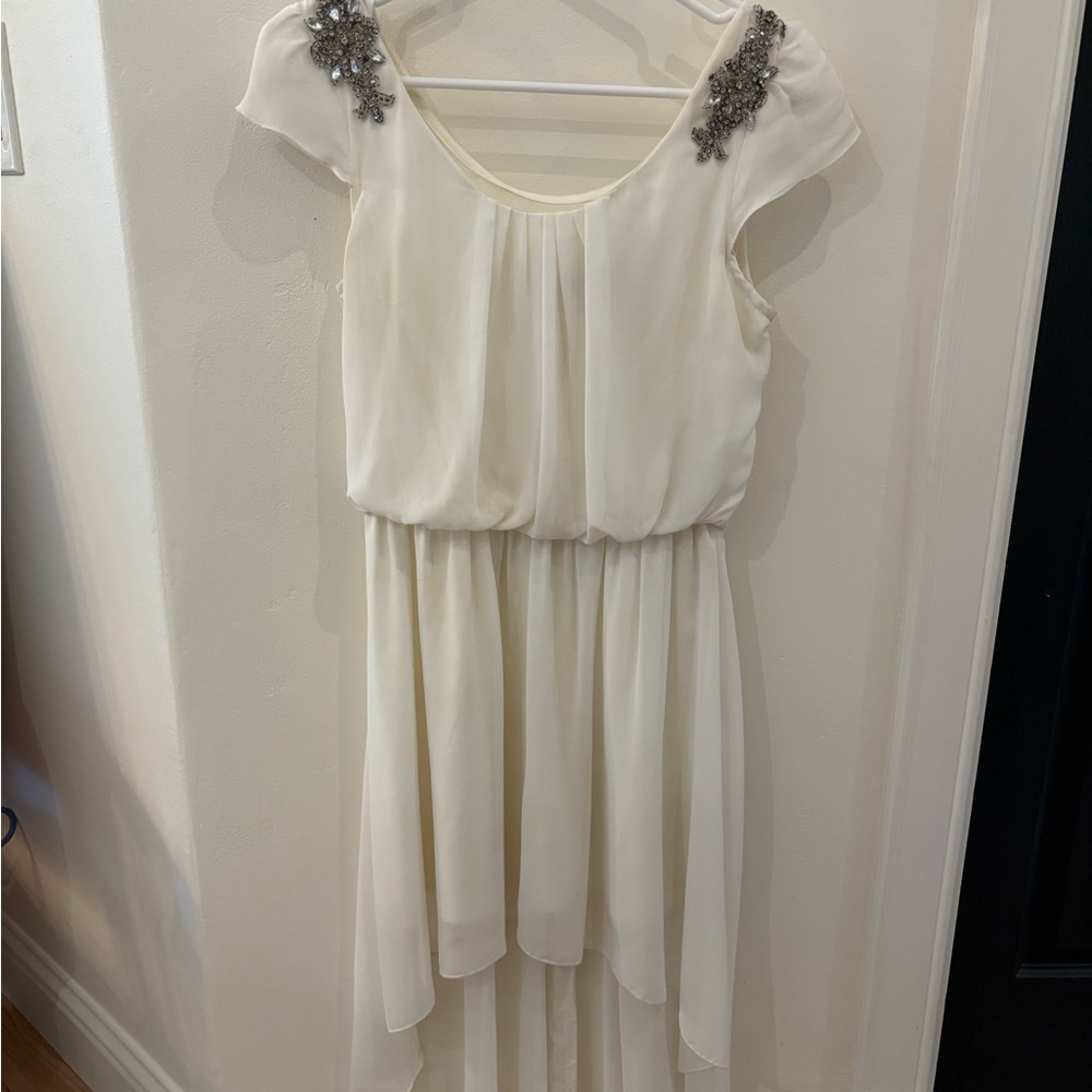 Jodi Kristopher Ivory Gown with Metallic Highlights
